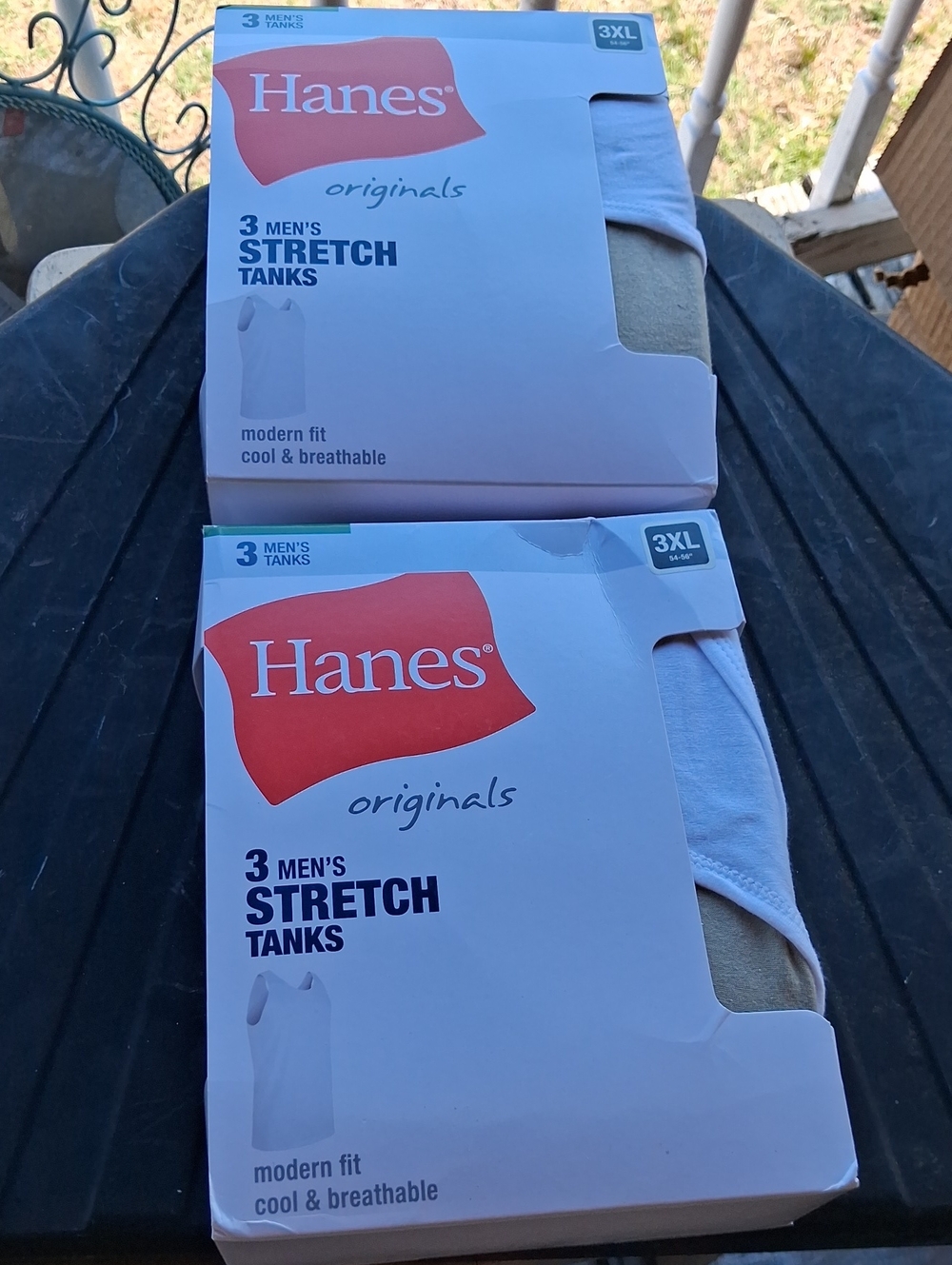 Hanes 6-Pack Men’s Stretch Tanks — White & Tan